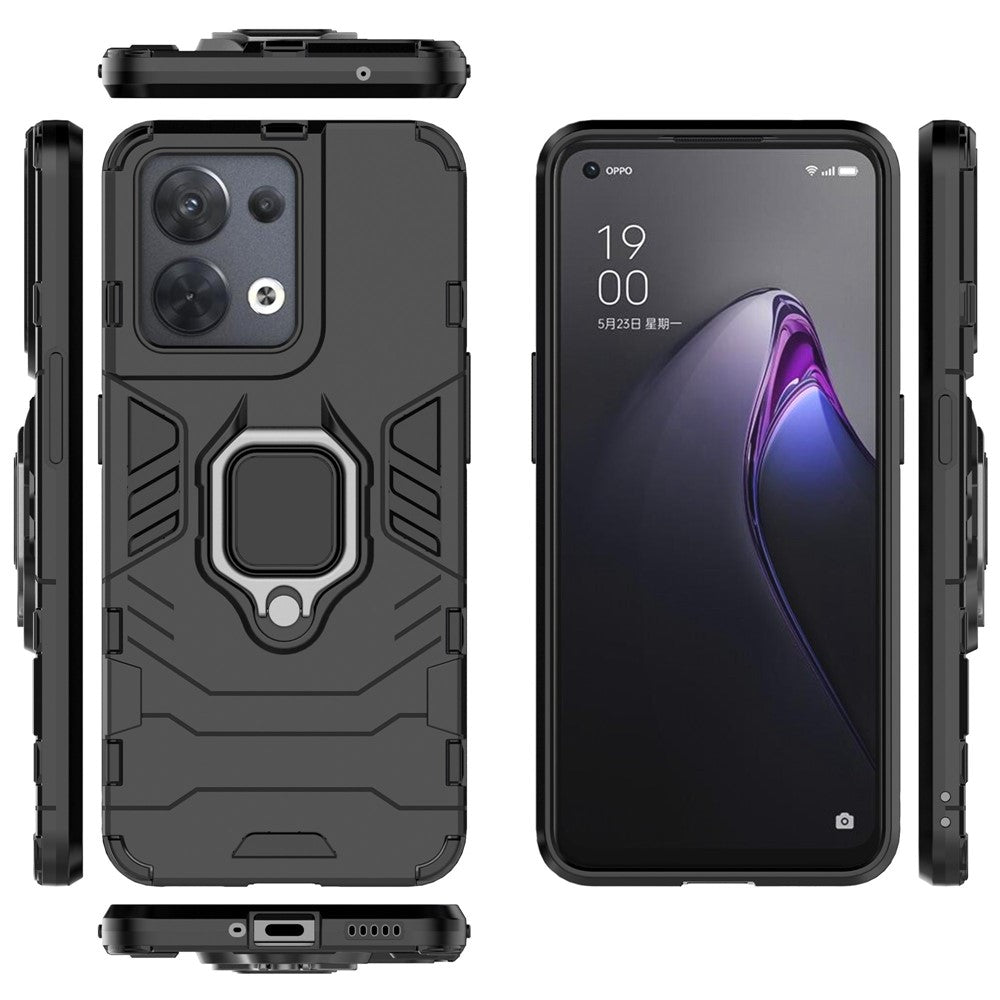 Ring Kickstand Drop-proof Phone Case for Oppo Reno8 5G (Global Version) / Oppo Reno8 5G, Soft TPU + Hard PC Hybrid Cover