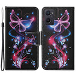 Pattern Printing Cross Texture Phone Case for Oppo A96 4G, PU Leather Wallet Stand Folio Flip Shell with Strap