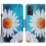 Pattern Printing Cross Texture Phone Case for Oppo A96 4G, PU Leather Wallet Stand Folio Flip Shell with Strap