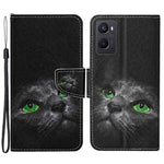 Pattern Printing Cross Texture Phone Case for Oppo A96 4G, PU Leather Wallet Stand Folio Flip Shell with Strap