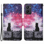 Pattern Printing Cross Texture Phone Case for Oppo A96 4G, PU Leather Wallet Stand Folio Flip Shell with Strap
