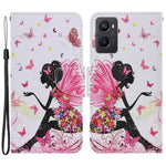 Pattern Printing Cross Texture Phone Case for Oppo A96 4G, PU Leather Wallet Stand Folio Flip Shell with Strap