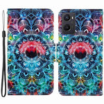 Pattern Printing Cross Texture Phone Case for Oppo A96 4G, PU Leather Wallet Stand Folio Flip Shell with Strap