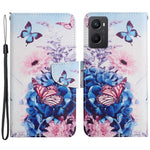 Pattern Printing Cross Texture Phone Case for Oppo A96 4G, PU Leather Wallet Stand Folio Flip Shell with Strap