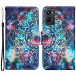 Pattern Printing Cross Texture Phone Case for Oppo A96 4G, PU Leather Wallet Stand Folio Flip Shell with Strap