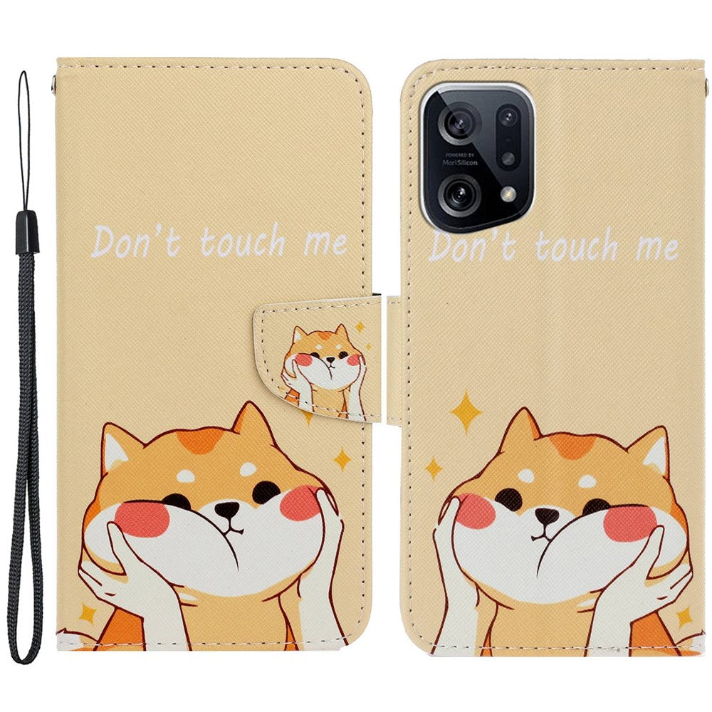 Cross Texture Pattern Printing Leather Case for Oppo Find X5, Stand Wallet Protective Phone Cover with Strap