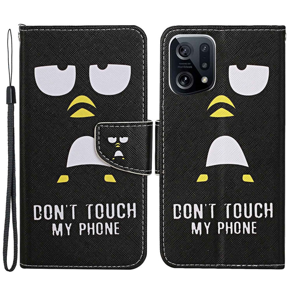 Cross Texture Pattern Printing Leather Case for Oppo Find X5, Stand Wallet Protective Phone Cover with Strap
