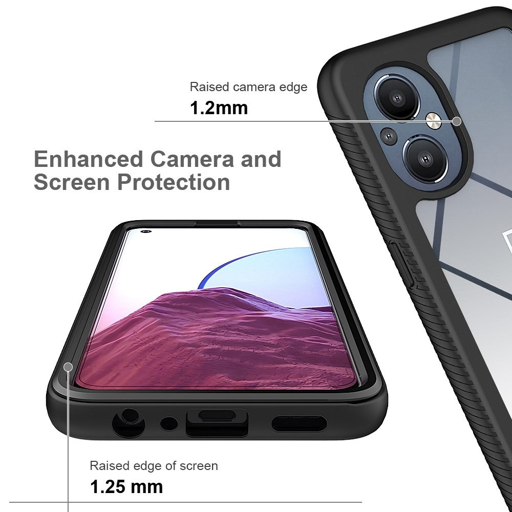 OnePlus Nord N20 5G/Oppo Reno7 Z 5G/Reno7 Lite 5G/Reno8 Lite 5G Hårt PC + Mjukt TPU Hybridskal 3-i-1 Stötsäkert mobilskal med PET-skärmskydd