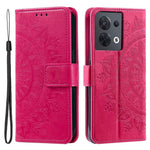 For Oppo Reno8 5G (Global Version) / Reno8 5G Shockproof Phone Wallet Case Imprinted Mandala Flower Pattern PU Leather Wrist Strap Stand Feature Flip Cover