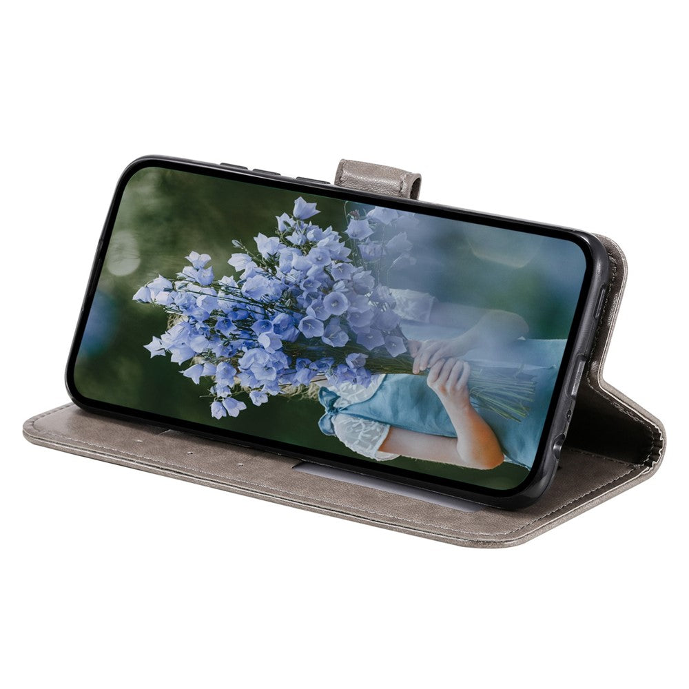 For Oppo Find X5 5G Folio Stand Cover Mandala Flower Pattern Imprinted PU Leather Wallet Shockproof Flip Case with TPU Inner Wrist Strap