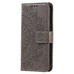 For Oppo Find X5 5G Folio Stand Cover Mandala Flower Pattern Imprinted PU Leather Wallet Shockproof Flip Case with TPU Inner Wrist Strap