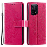 For Oppo Find X5 5G Folio Stand Cover Mandala Flower Pattern Imprinted PU Leather Wallet Shockproof Flip Case with TPU Inner Wrist Strap