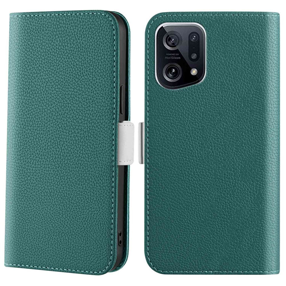 Candy Color Wallet Stand Case for Oppo Find X5, Litchi Texture PU Leather Drop-proof Phone Cover