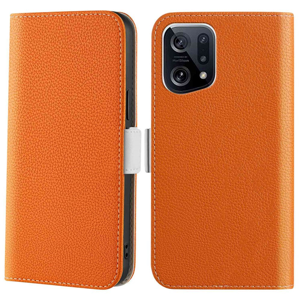 Candy Color Wallet Stand Case for Oppo Find X5, Litchi Texture PU Leather Drop-proof Phone Cover