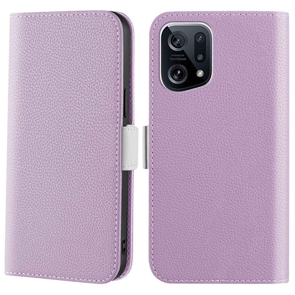Candy Color Wallet Stand Case for Oppo Find X5, Litchi Texture PU Leather Drop-proof Phone Cover