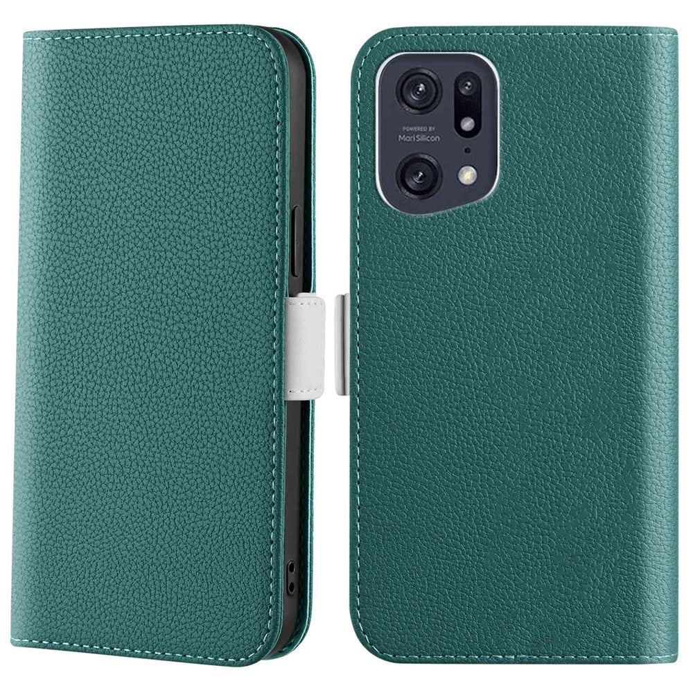 Candy Color Case for Oppo Find X5 Pro, Wallet Style Litchi Texture PU Leather Adjustable Stand Phone Shell