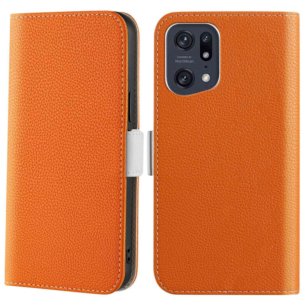 Candy Color Case for Oppo Find X5 Pro, Wallet Style Litchi Texture PU Leather Adjustable Stand Phone Shell