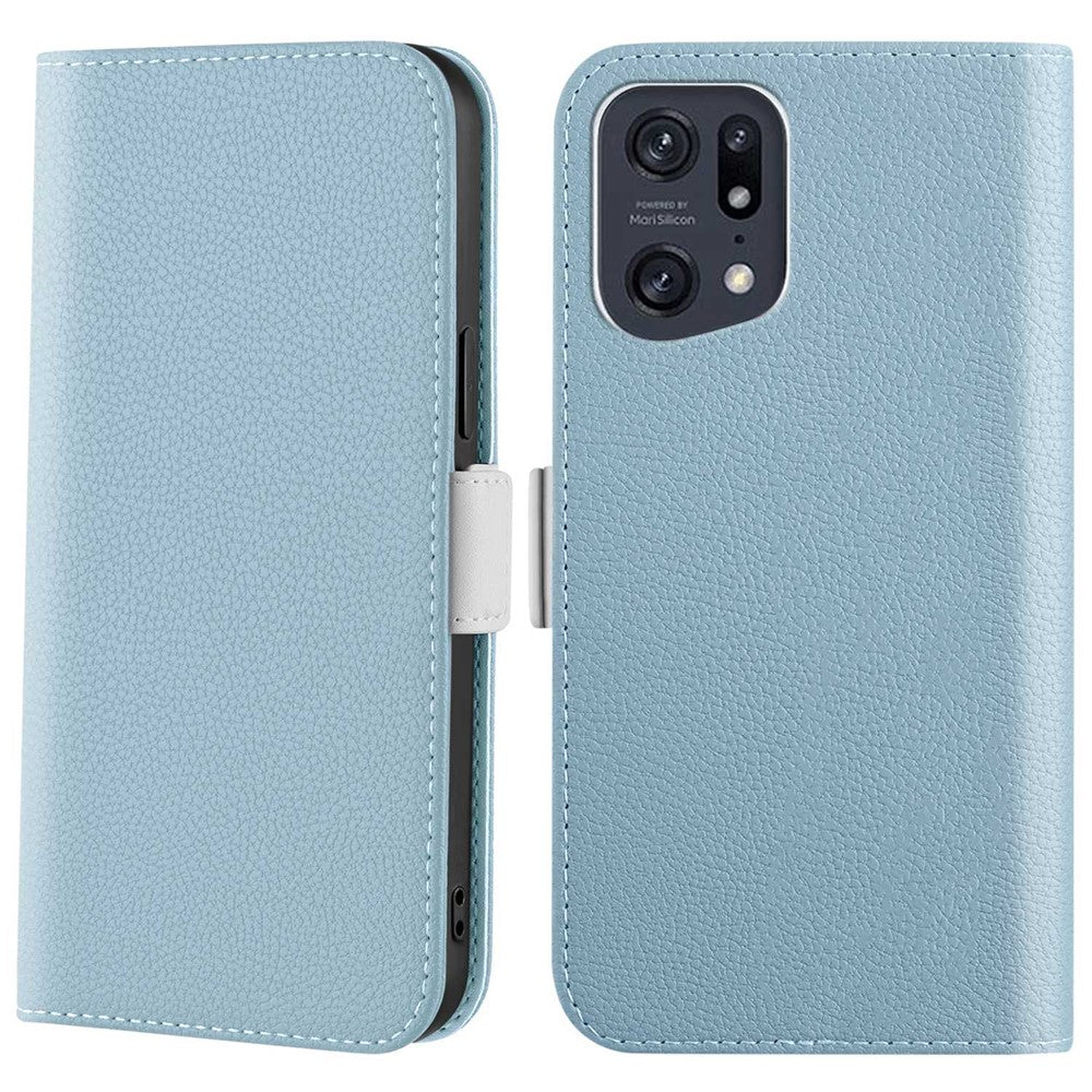 Candy Color Case for Oppo Find X5 Pro, Wallet Style Litchi Texture PU Leather Adjustable Stand Phone Shell