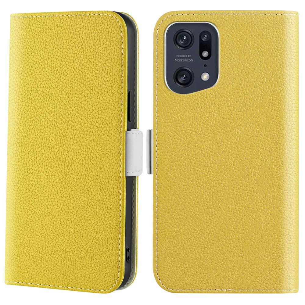 Candy Color Case for Oppo Find X5 Pro, Wallet Style Litchi Texture PU Leather Adjustable Stand Phone Shell