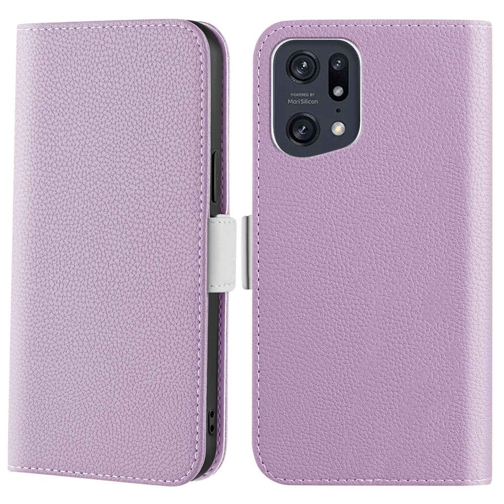 Candy Color Case for Oppo Find X5 Pro, Wallet Style Litchi Texture PU Leather Adjustable Stand Phone Shell