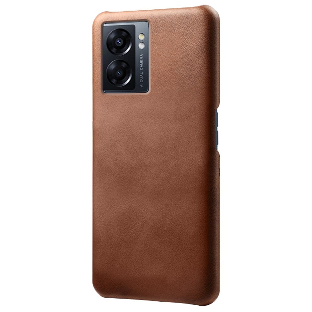 For Oppo A57 (2022) 5G / A77 5G Non-Slip Grip Shockproof Phone Case Calf Textured PU Leather Coating Anti-scratch Hard PC Protective Cover