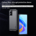MOFI för Oppo A57 4G / A57s 4G / A57 (2022) 5G / A77 5G / K10 5G / Realme V23 4G / Narzo 50 5G / Q5i Ultratunt kolfiberstruktur mjukt TPU bakstycke borstad yta oljebeständigt mobilskal