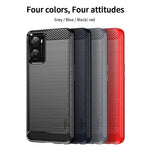 MOFI för Oppo A57 4G / A57s 4G / A57 (2022) 5G / A77 5G / K10 5G / Realme V23 4G / Narzo 50 5G / Q5i Ultratunt kolfiberstruktur mjukt TPU bakstycke borstad yta oljebeständigt mobilskal