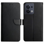 HT02 Nappa Tekstur Telefoncover til Oppo Reno8 5G (Global Version), Ægte Læder Pung Stativ Fuld Beskyttelsescover