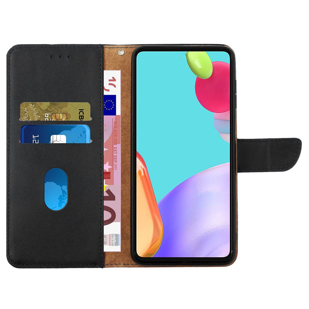 HT02 Nappa Tekstur Telefoncover til Oppo Reno8 5G (Global Version), Ægte Læder Pung Stativ Fuld Beskyttelsescover
