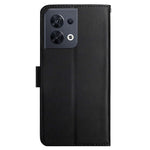 HT02 Nappa Tekstur Telefoncover til Oppo Reno8 5G (Global Version), Ægte Læder Pung Stativ Fuld Beskyttelsescover
