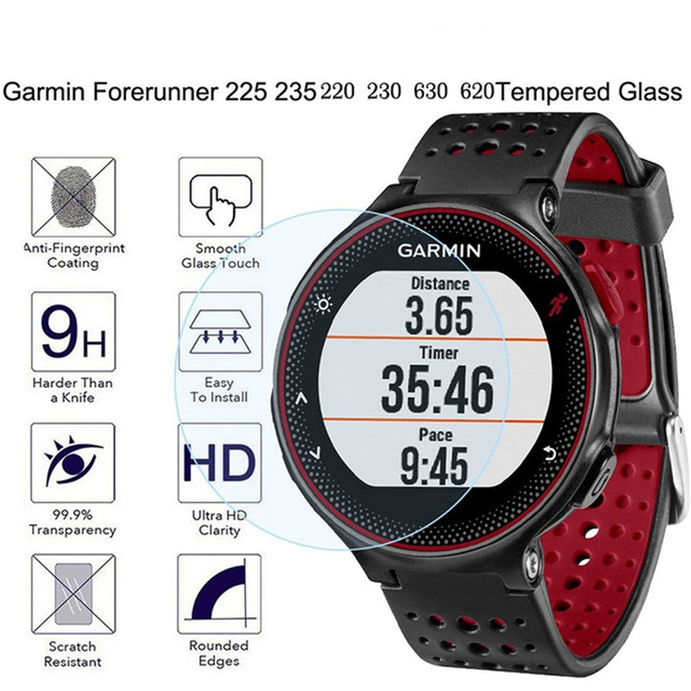 0,3 mm 9H Hærdet Glas Skærmbeskytter Film til Garmin Forerunner 220/225/230/235/620/630
