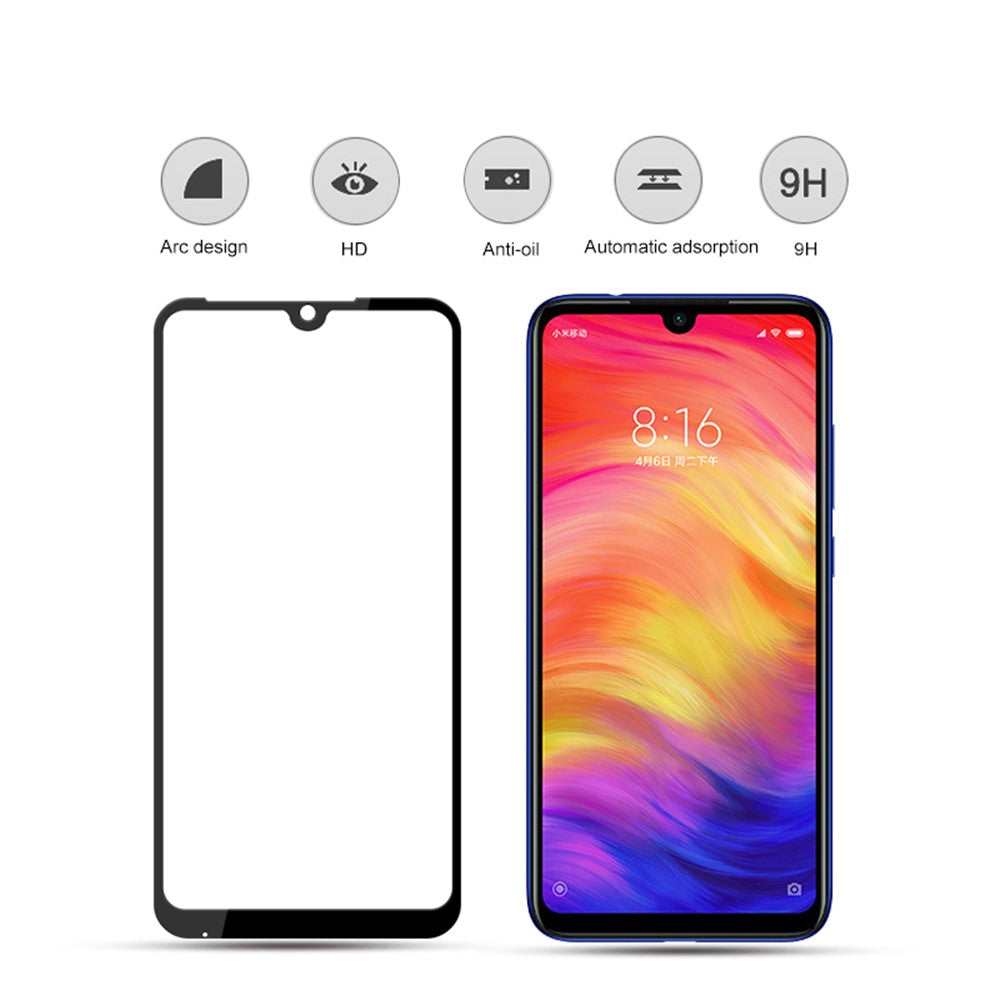 MOCOLO Silk Printing Anti-explosion Tempered Glass Full Screen Shield [Full Glue] for Xiaomi Redmi Note 7 / Note 7 Pro (India)