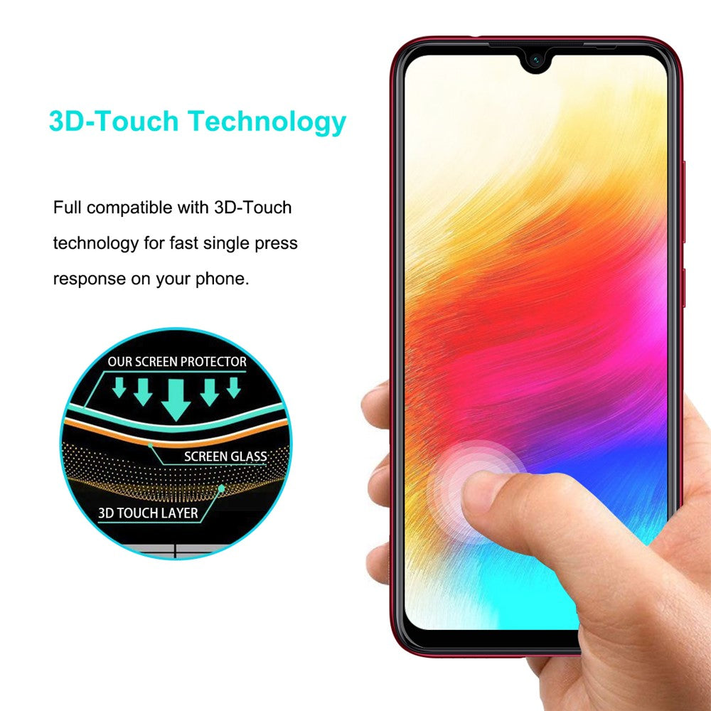 HAT PRINCE för Xiaomi Redmi Note 7 / Note 7 Pro (Indien) 0,26 mm 9H 6D härdat glas heltäckande skärmskyddsfilm