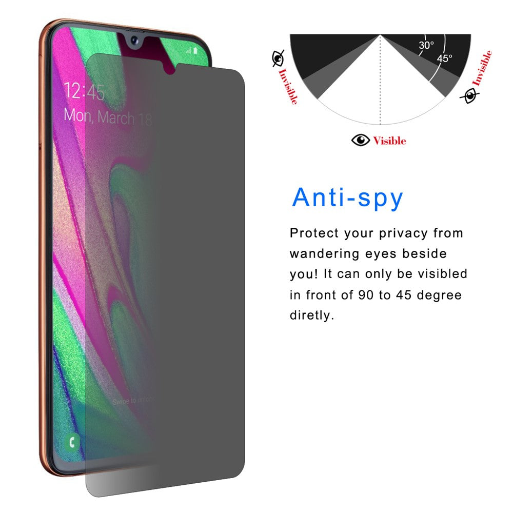 HAT PRINCE til Samsung Galaxy A40 0.26mm 9H 2.5D Hærdet Glas Beskyttelsesfilm med Privatlivsfilter