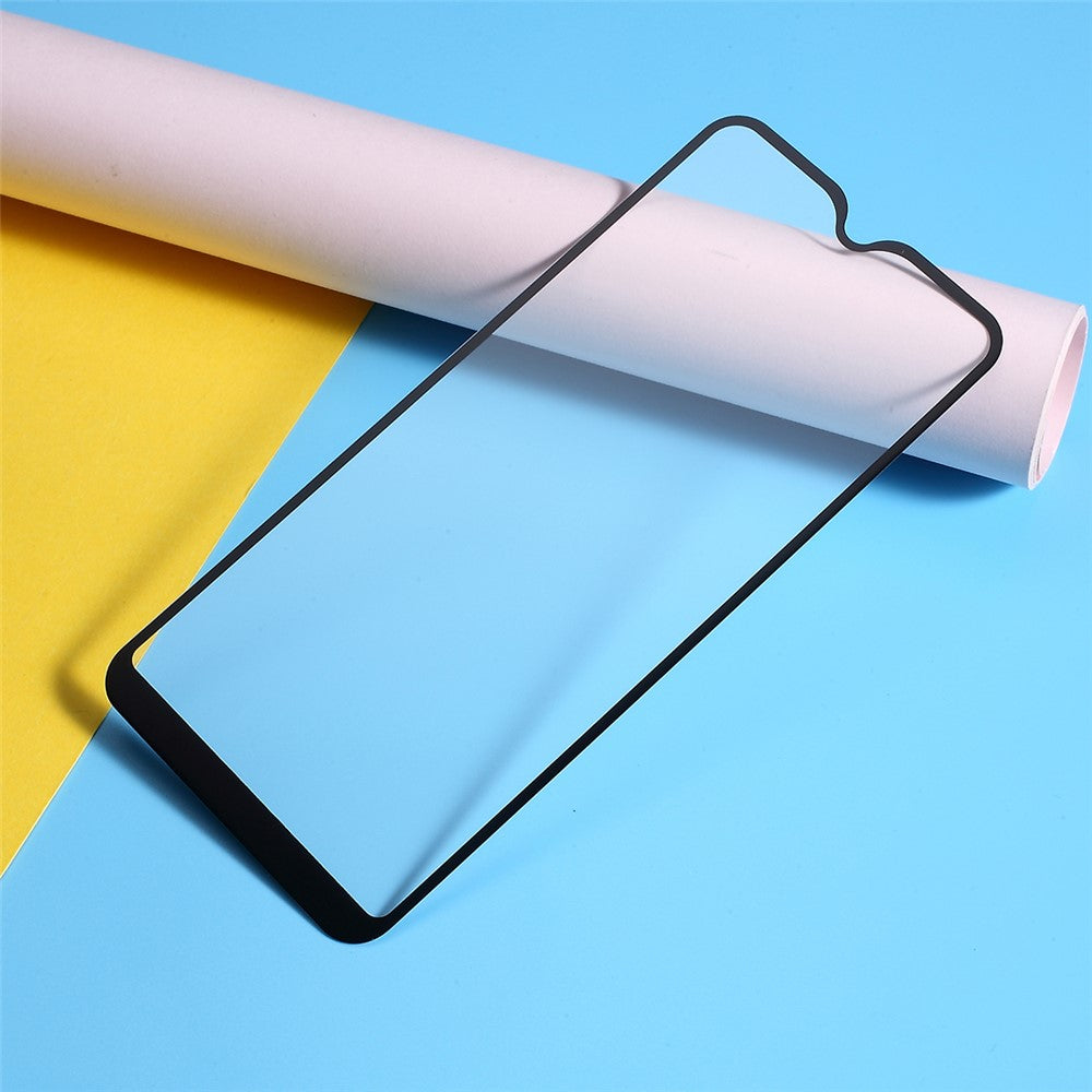 Anti-eksplosion fuld skærmdækkende silkeprint hærdet glasbeskytter til Samsung Galaxy A20e