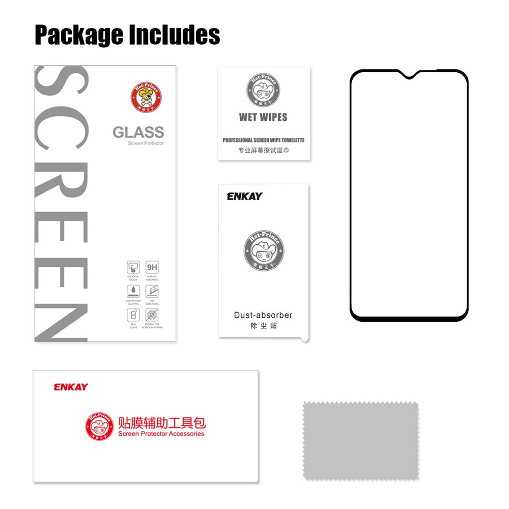 HAT PRINCE for Xiaomi Redmi Note 8 Pro Full Glue Full Size 0.26mm 9H 2.5D Arc Edge Tempered Glass Screen Protector