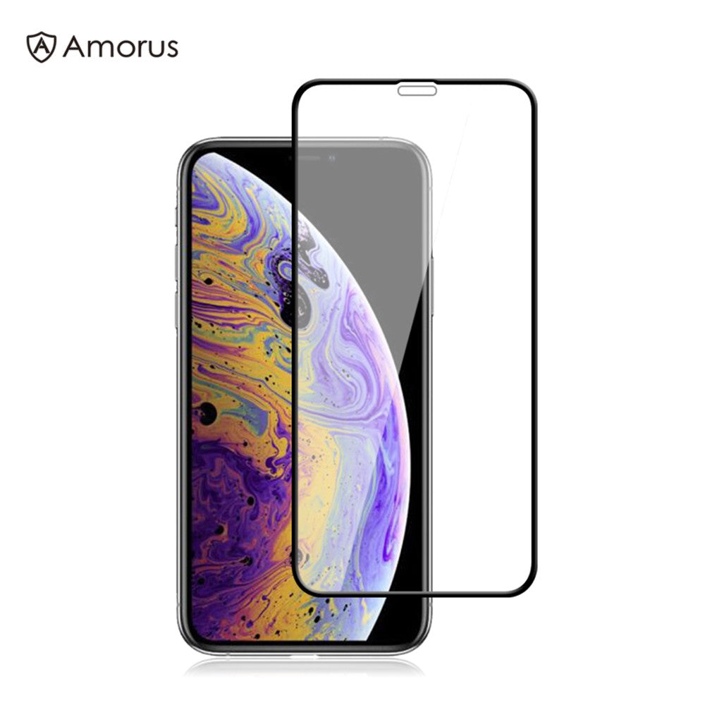 AMORUS Full Silk Printing Härdat Glas Skärmskyddsfilm för iPhone 11 Pro 5,8 tum / X / XS