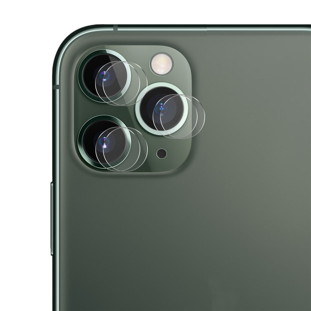 2 st. Hat Prince 0,2 mm 9H 2,15D Arc Edge härdat glas för kameralins till iPhone 11 Pro/11 Pro Max
