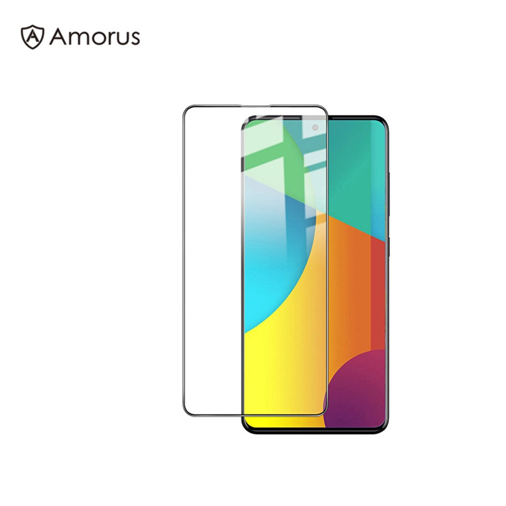 AMORUS Heltäckande Silkestryck Härdat Glas Skärmfilm för Samsung Galaxy A51 4G / 5G / A52s 5G / A53 5G