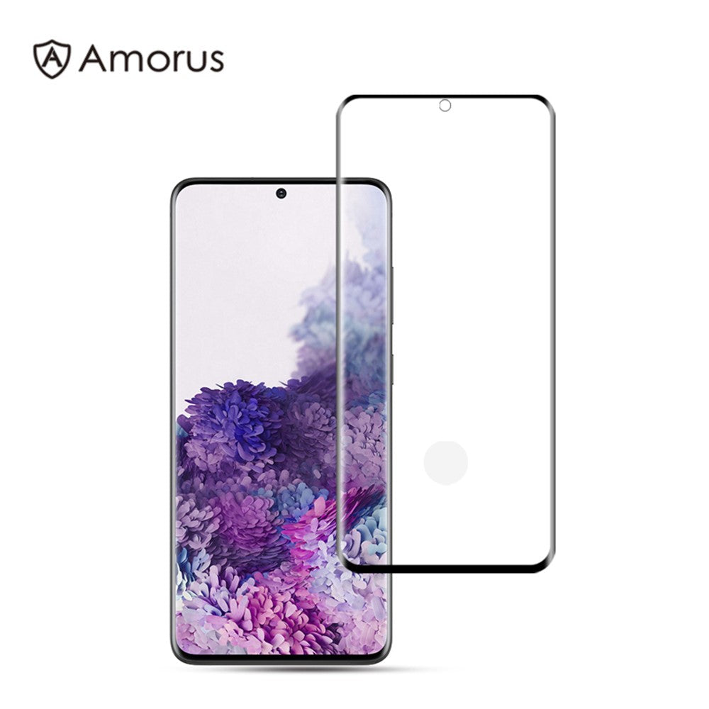 AMORUS Fuld Dækning 3D Buet Fuld Lim Hærdet Glas Skærmbeskytter til Samsung Galaxy S20 Plus (Understøtter Ultralyd Fingeraftryksoplåsning)