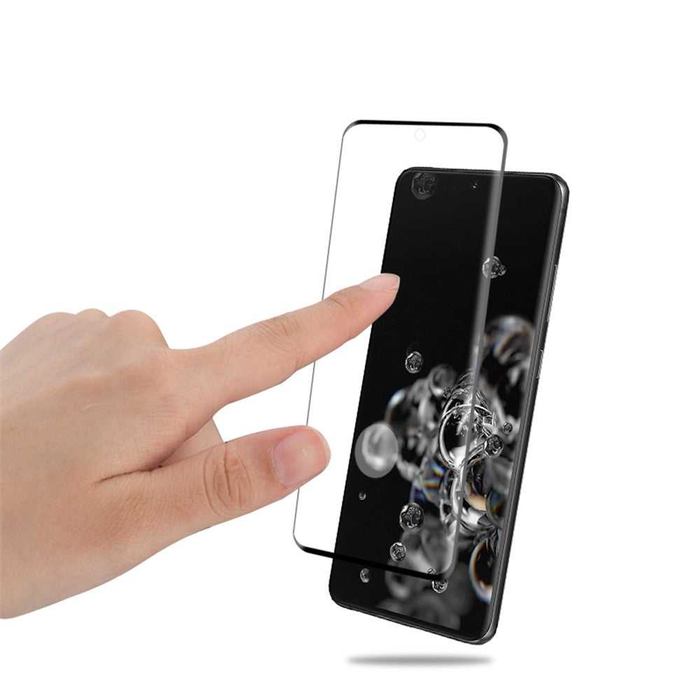 MOCOLO til Samsung Galaxy S20 Ultra 3D Buet Fuld Skærm Fuld Lim Hærdet Glas Skærmbeskyttelsesfilm [Understøtter Ultralyds Fingeraftryksoplåsning]