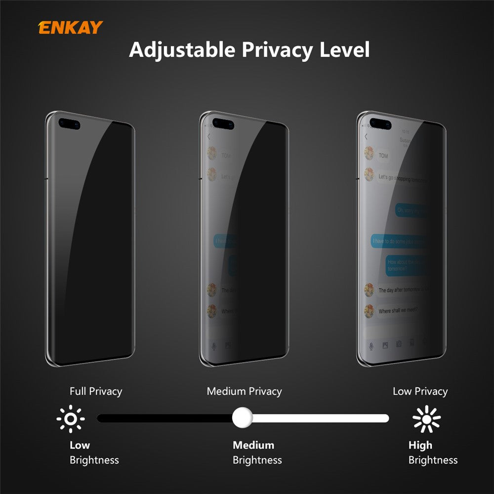 HAT PRINCE 0.26mm 9H [3D Hot-bending Curved Edge] Full Size Anti-Spy Tempered Glass Screen Protector for Huawei P40 Pro
