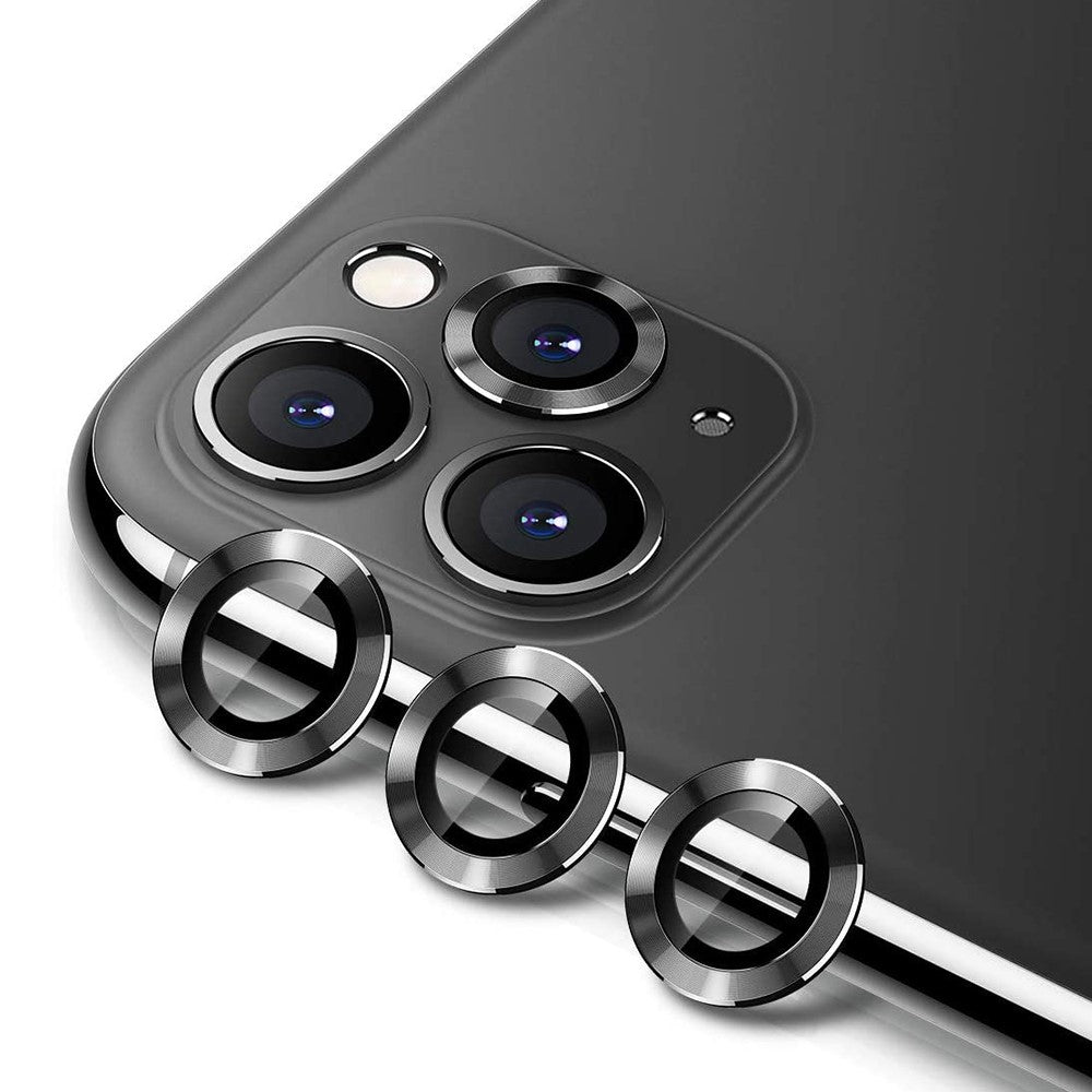 ENKAY 3 stk/sæt Metalramme + Beskyttelsesglas til kameralinse på Apple iPhone 11 Pro / 11 Pro Max