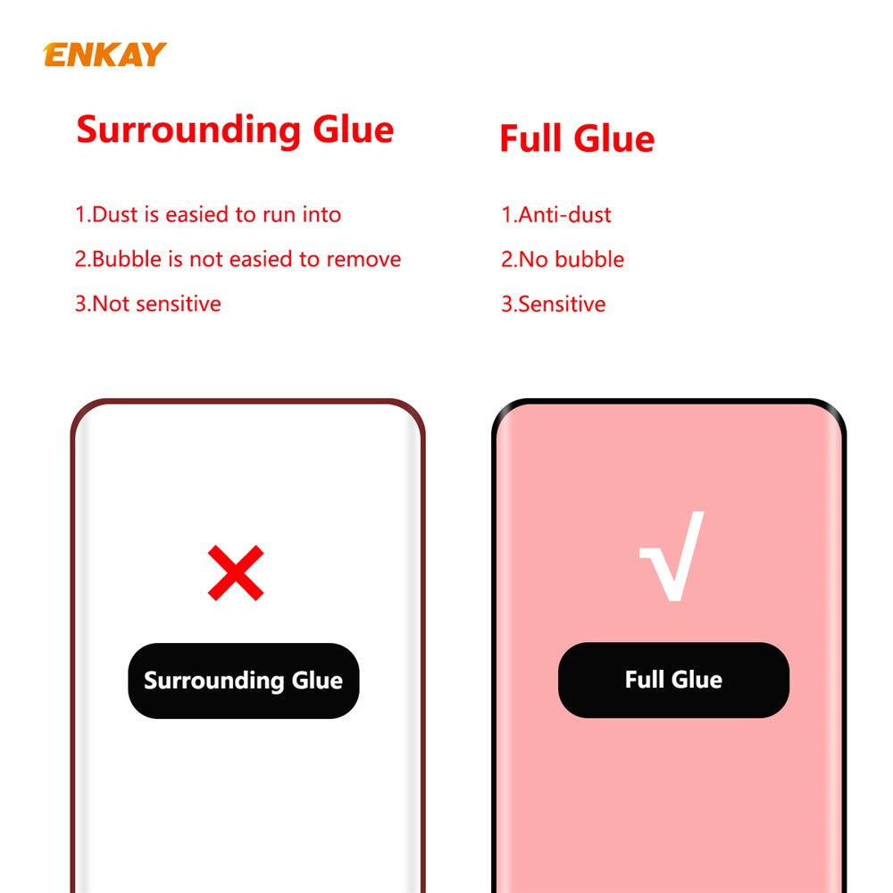 ENKAY 0,26 mm 9H 3D-böjd helhäftande härdat glasfilm för Xiaomi Mi 10/Mi 10 Pro