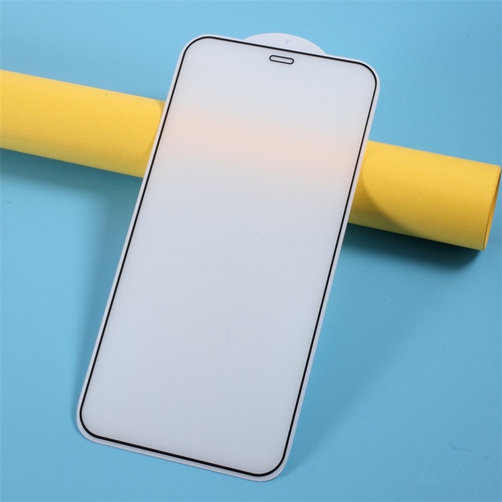 Fuld Størrelse Silkeprint Anti-fingeraftryk Skærmbeskytter i Hærdet Glas til iPhone 12 Pro/12