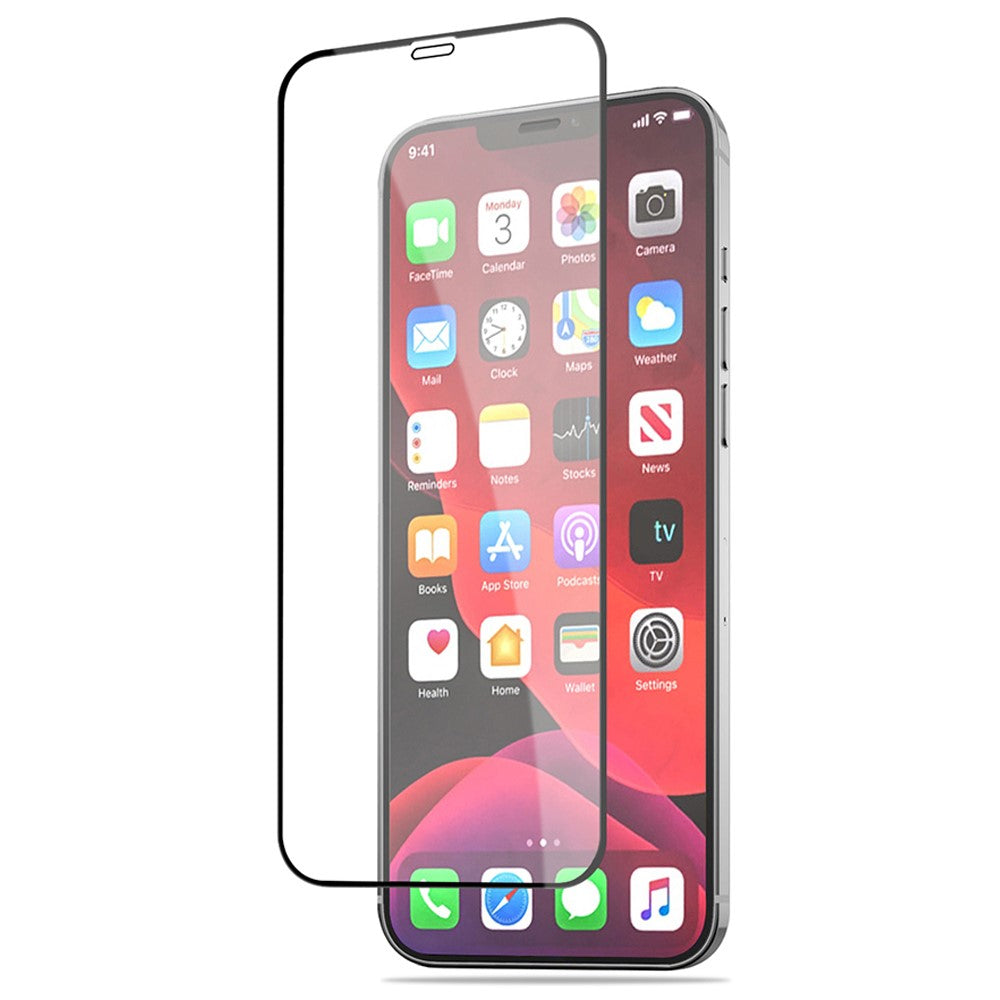 AMORUS Silk Printing Tempered Glass Film for iPhone 12 Pro Max 6.7 Inch, Full Coverage Full Glue Anti-Fingerprint Solid Defense Screen Protector