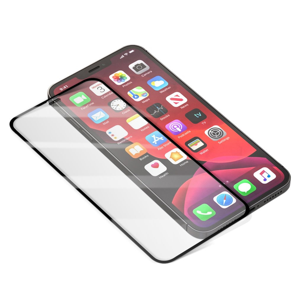 AMORUS Silk Printing Tempered Glass Film for iPhone 12 Pro Max 6.7 Inch, Full Coverage Full Glue Anti-Fingerprint Solid Defense Screen Protector