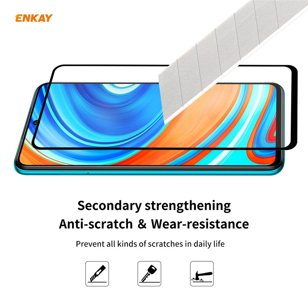 ENKAY HAT PRINCE Full Glue Full Size 0.26mm 9H 2.5D Tempered Glass Screen Protector for Xiaomi Redmi Note 9S / Redmi Note 9 Pro / Redmi Note 9 Pro Max