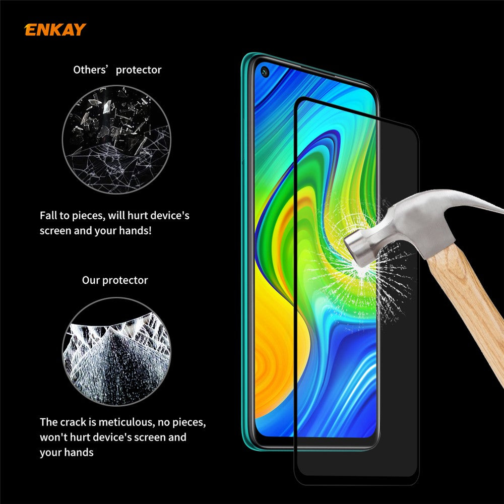 ENKAY HAT PRINCE Full Glue Full Size 0.26mm 9H 2.5D Härdat Glas Skärmskydd för Xiaomi Redmi 10X 4G / Redmi Note 9