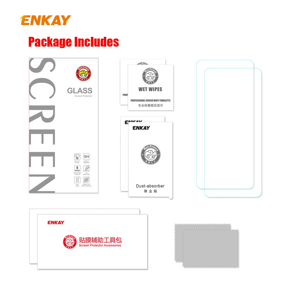 HAT PRINCE 2Pcs/Set 0.26mm 9H 2.5D Tempered Glass Screen Film for Xiaomi Redmi Note 9 Pro/Note 9 Pro Max/Note 9S